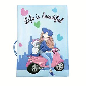 Cute Girl Passport Protector, Life is Beautiful Thick Cartoon Passport Holder